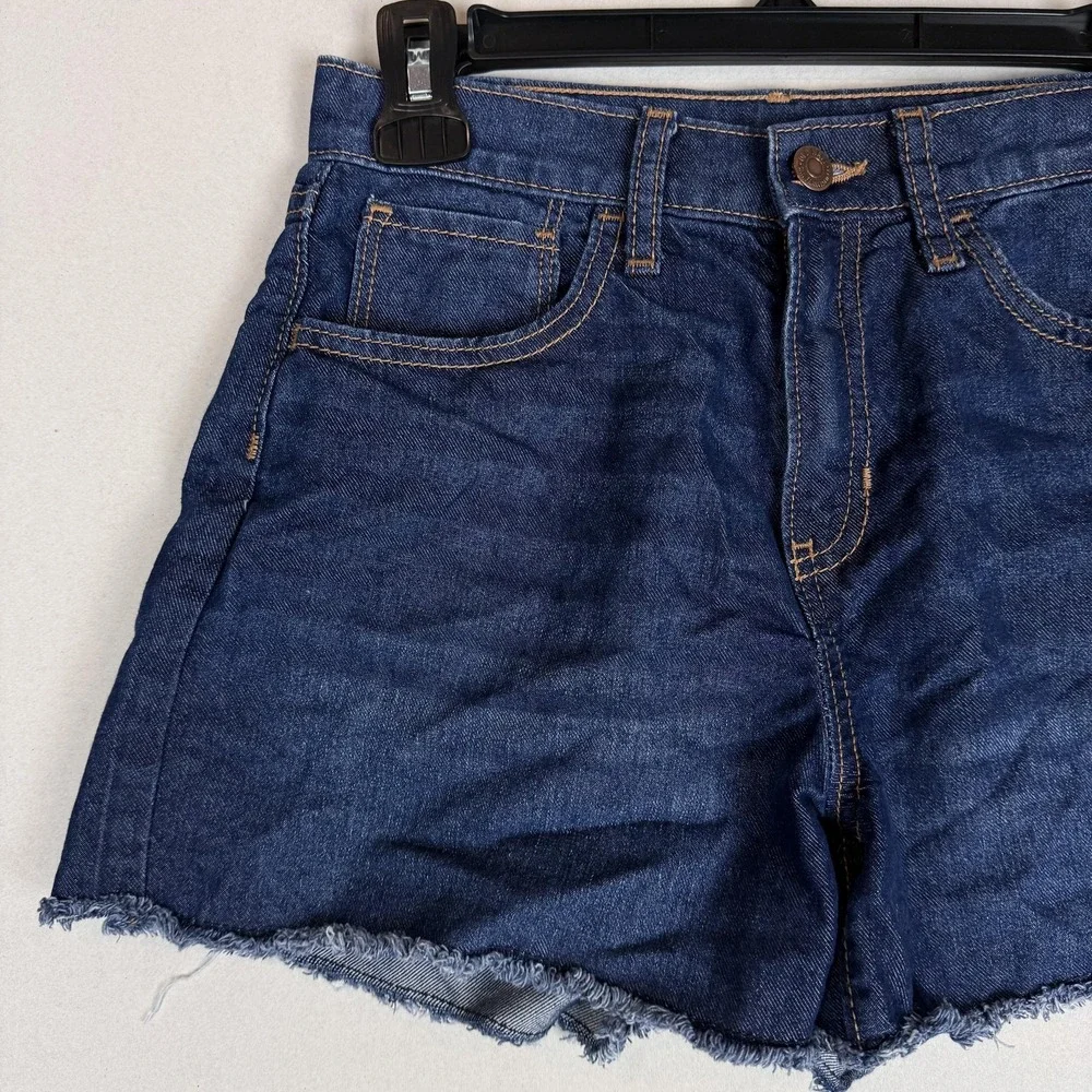 Old Navy Shorts Girls 14 Blue High Rise Denim Cutoff Adjustable Waist Frayed Hem